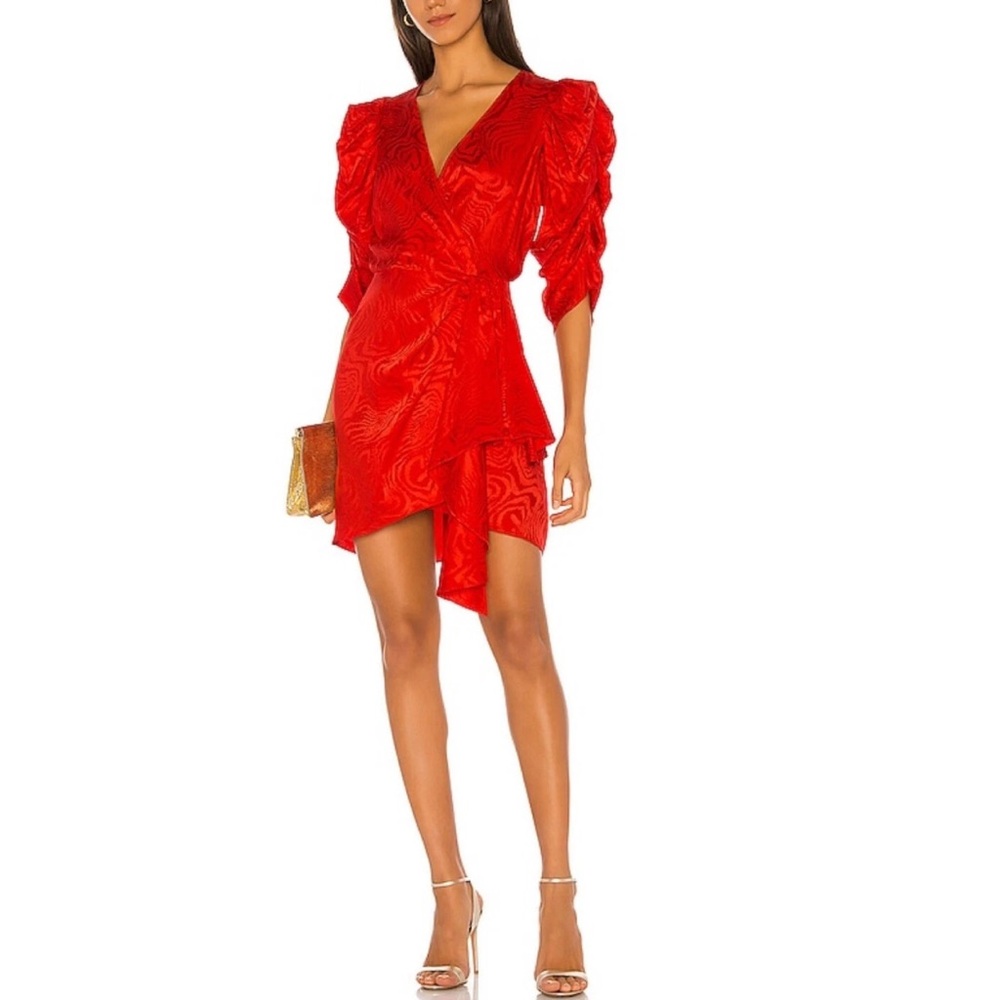 Ronny Kobo Amara Silk-Blend Ruched Puff Sleeve Leopard Party Derby Dress - Picture 2 of 12
